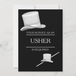 Classy Stylish Silver Top Hat Ring Usher Kaart