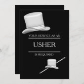 Classy Stylish Silver Top Hat Ring Usher Kaart (Voorkant / Achterkant)