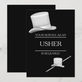 Classy Stylish Silver Top Hat Ring Usher Kaart