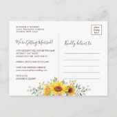 Classy Summer Sunflower Greenery Save the Date Aankondigingskaart (Achterkant)