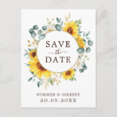 Classy Summer Sunflower Greenery Save the Date Aankondigingskaart (Voorkant)