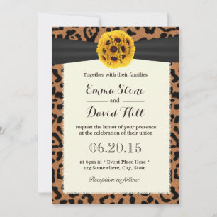 Classy Sunflower Ball Leopard Print Weddenschap Kaart