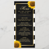 Classy Sunflower Black White Striped Weduwmenu Menu (Voorkant)