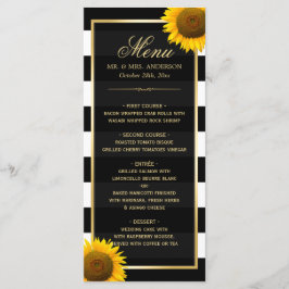 Classy Sunflower Black White Striped Weduwmenu Menu