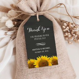 Classy Sunflower Chalkboard Weddenschap Hartelijk  Cadeaulabel