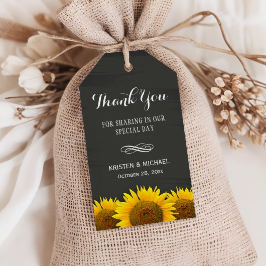 Classy Sunflower Chalkboard Weddenschap Hartelijk  Cadeaulabel