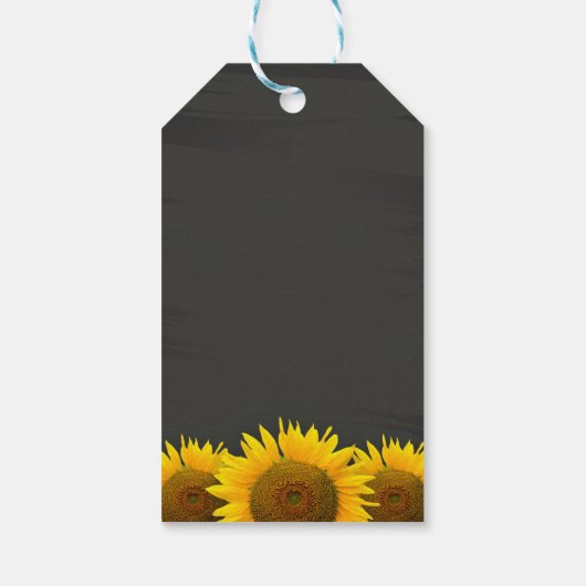 Classy Sunflower Chalkboard Weddenschap Hartelijk  Cadeaulabel (Achterkant)