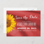 Classy Sunflower Red Fabric Save the Date Aankondigingskaart (Voorkant / Achterkant)