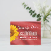 Classy Sunflower Red Fabric Save the Date Aankondigingskaart (Staand voorkant)