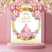Classy Sweet Sixteen Banner Roze Jurk Gouden Spark Wandkleed