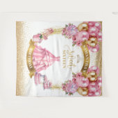 Classy Sweet Sixteen Banner Roze Jurk Gouden Spark Wandkleed (Voorkant (horizontaal))