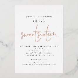 Classy Sweet Sixteen - Echte verjaardagsscriptie Folie Uitnodiging