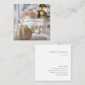 Classy tafel met Fancy plaatsinstelling Vierkante Visitekaartje (Voorkant / Achterkant)