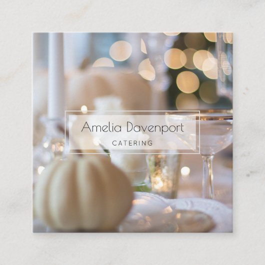 Classy tafel met Fancy plaatsinstelling Vierkante Visitekaartje (Voorkant)