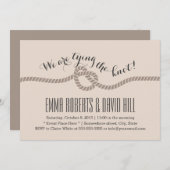 Classy Tan Tying the Knot Wedding Invitations Kaart (Voorkant / Achterkant)