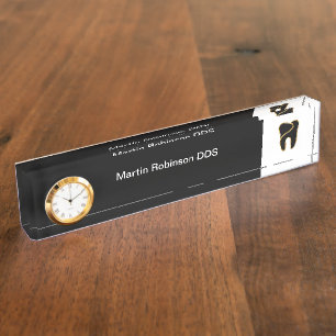 Classy Tandarts Kantoor Gold Tone Tand Graphic Naambordje