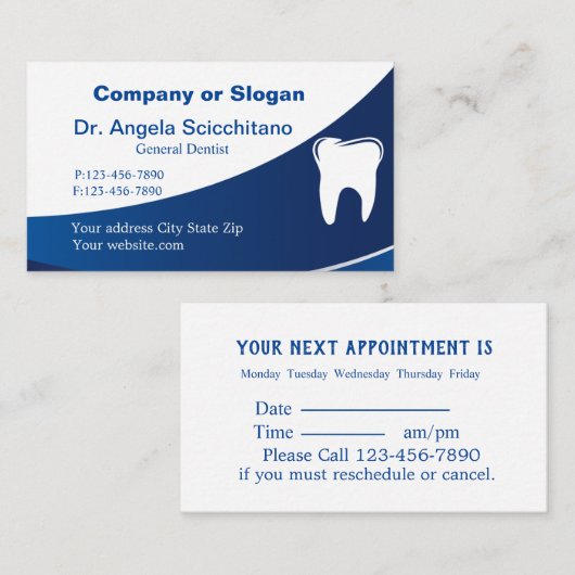 Classy Tandtand Logo Afspraak Visitekaartje Afsprakenkaartje (Voorkant / Achterkant)