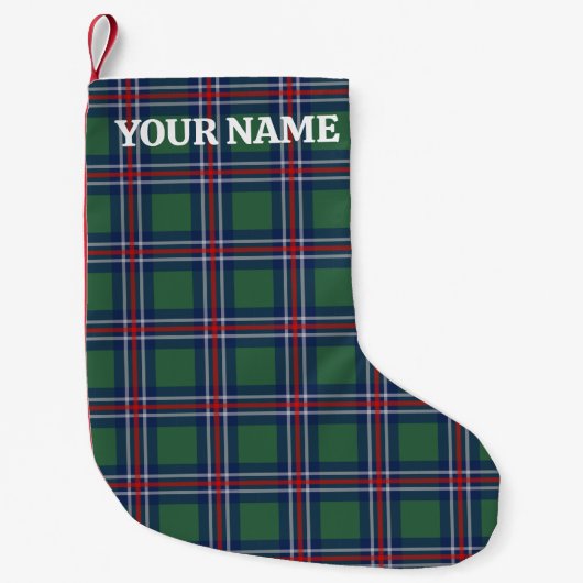 Classy tartan plaid pattern personalized kleine kerstsok (Voorkant)