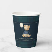 Classy Tartan Polo Bear Baby Shower Papieren Bekers (Achterkant)