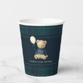 Classy Tartan Polo Bear Baby Shower Papieren Bekers (Voorkant)
