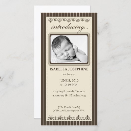 Classy Taupe Gepersonaliseerd geboorteaankondiging Aankondiging (Voorkant / Achterkant)