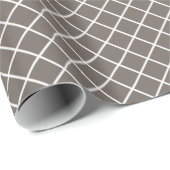 Classy Taupe Gray Brown White Check Pattern Cadeaupapier (Rol Hoek)