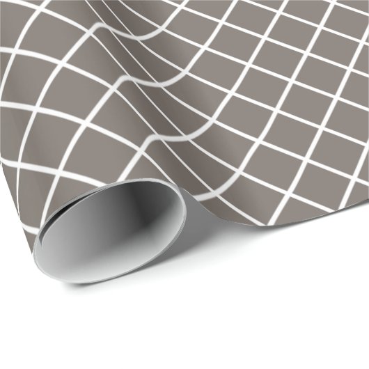 Classy Taupe Gray Brown White Check Pattern Cadeaupapier (Rol Hoek)