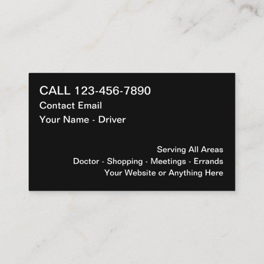 Classy Taxi of Uber Driver Vervoer Visitekaartje (Achterkant)