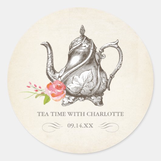 Classy  Tea Party Sticker "Tea Time" (Voorkant)