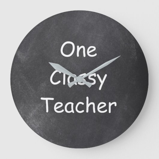 Classy Teacher Chalkboard Design Gift Idee Grote Klok (Voorkant)