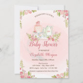 Classy Teapot Floral Baby shower Invitation Kaart (Voorkant)