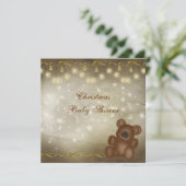 Classy Teddy Bear Neutral Kerstmis Baby shower Kaart (Staand voorkant)