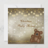 Classy Teddy Bear Neutral Kerstmis Baby shower Kaart (Voorkant)