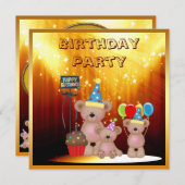 Classy Teddy Bears over de Birthday Partij Kaart (Voorkant / Achterkant)