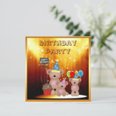 Classy Teddy Bears over de Birthday Partij Kaart (Staand voorkant)