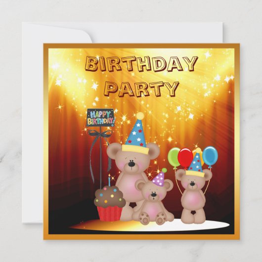 Classy Teddy Bears over de Birthday Partij Kaart (Voorkant)