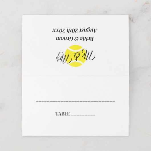 Classy tennis thema trouwtafel plaats kaarten plaatskaartje (Buitenkant ongevouwen)