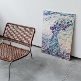 Classy Textured Floral Vase Illustration Canvas Afdruk