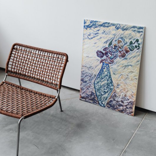 Classy Textured Floral Vase Illustration Canvas Afdruk