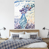 Classy Textured Floral Vase Illustration Canvas Afdruk (Insitu (Slaapkamer))