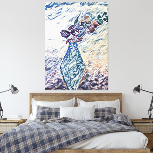 Classy Textured Floral Vase Illustration Canvas Afdruk (Insitu (Slaapkamer))