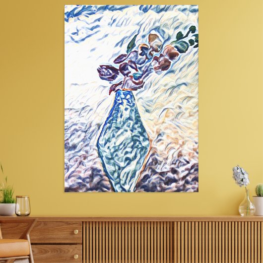 Classy Textured Floral Vase Illustration Canvas Afdruk (Insitu (Woonkamer))