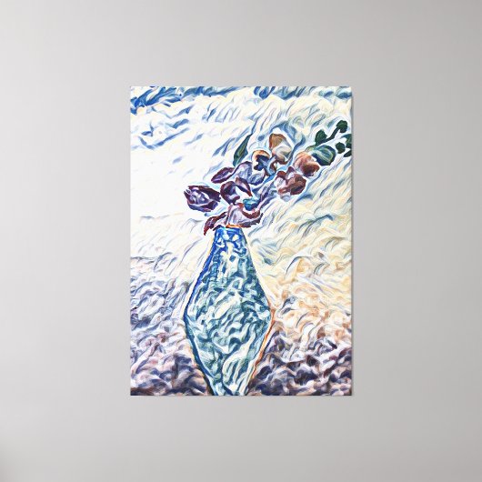 Classy Textured Floral Vase Illustration Canvas Afdruk (Voorkant)