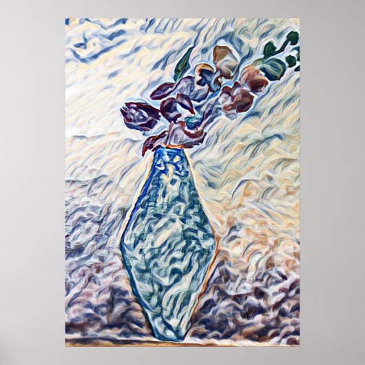 Classy Textured Floral Vase Illustration Poster (Voorkant)