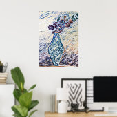 Classy Textured Floral Vase Illustration Poster (Thuiskantoor)