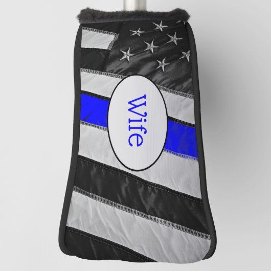 Classy Thin Blue Line American Flag Cop's vrouw Golfheadcover (Draai 90)