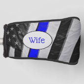 Classy Thin Blue Line American Flag Cop's vrouw Golfheadcover (Voorkant)