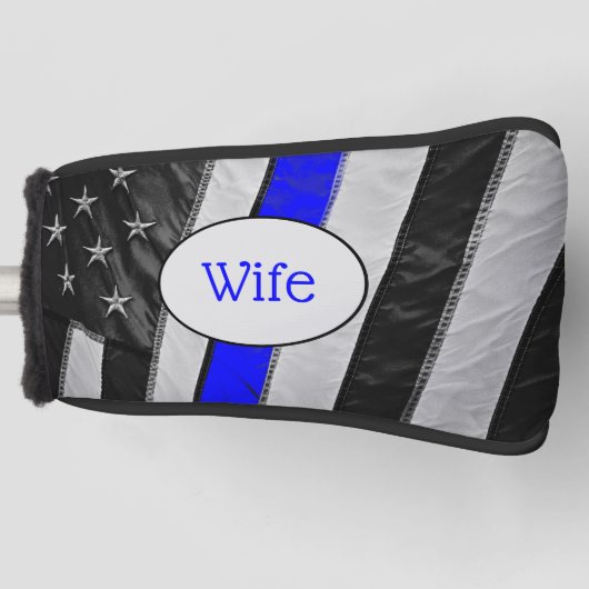 Classy Thin Blue Line American Flag Cop's vrouw Golfheadcover (Voorkant)