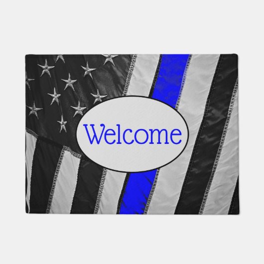 Classy Thin Blue Line American Flag Welkom Deurmat (Voorkant)