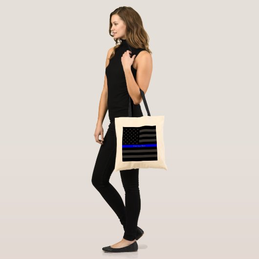 Classy Thin Blue Line - Gepersonaliseerde zwarte A Tote Bag (Voorkant (model))